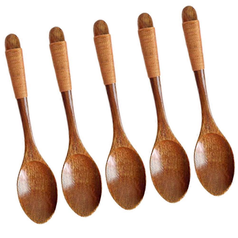 Wooden Children Mini Spoon for Dessert Function 5Pcs Natural Material