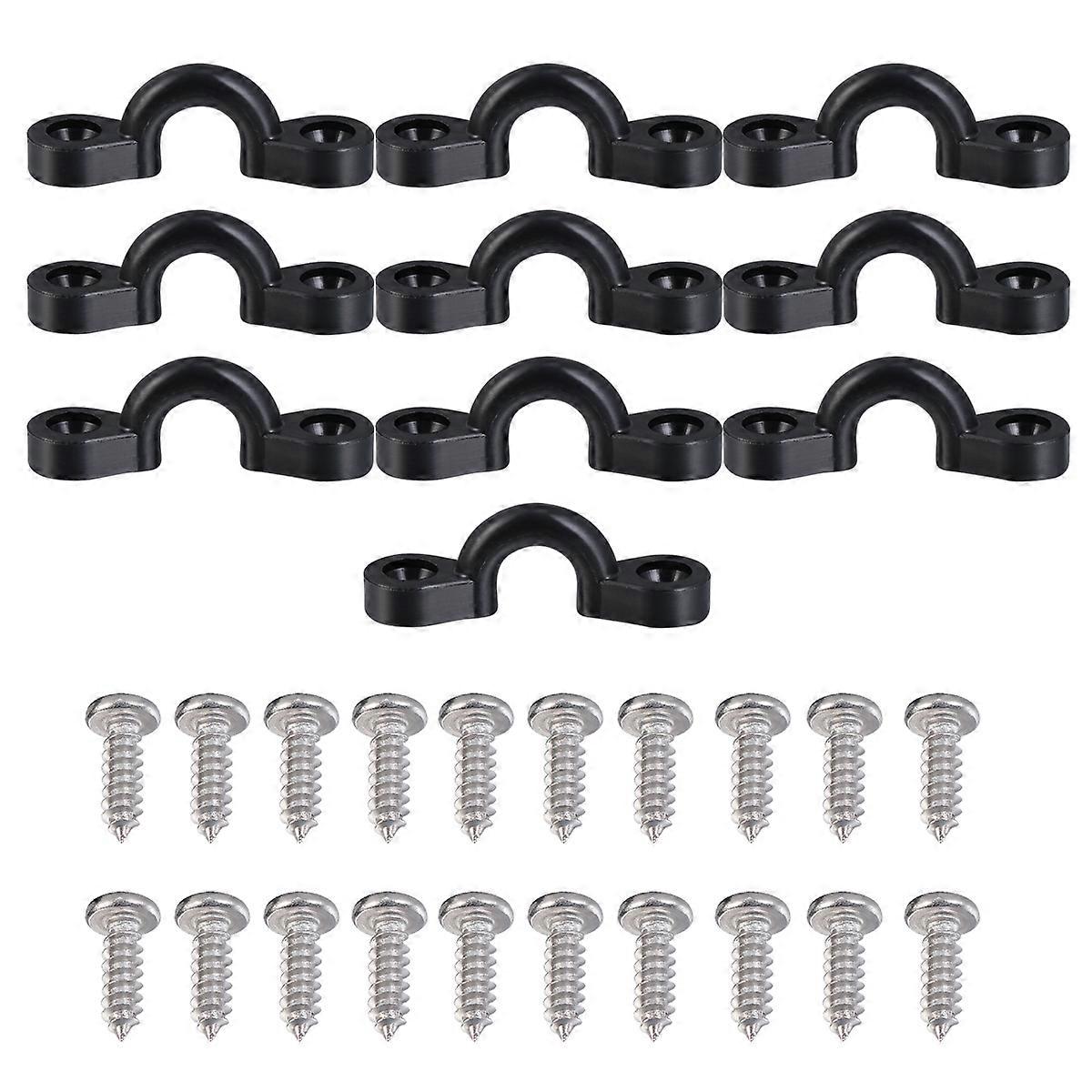 Durable Deck Rope C-Shaped Buckle Kayaking Equipment Replacement For Broken Fittings Size 4x1.5x1 Cm Black 10 Sets