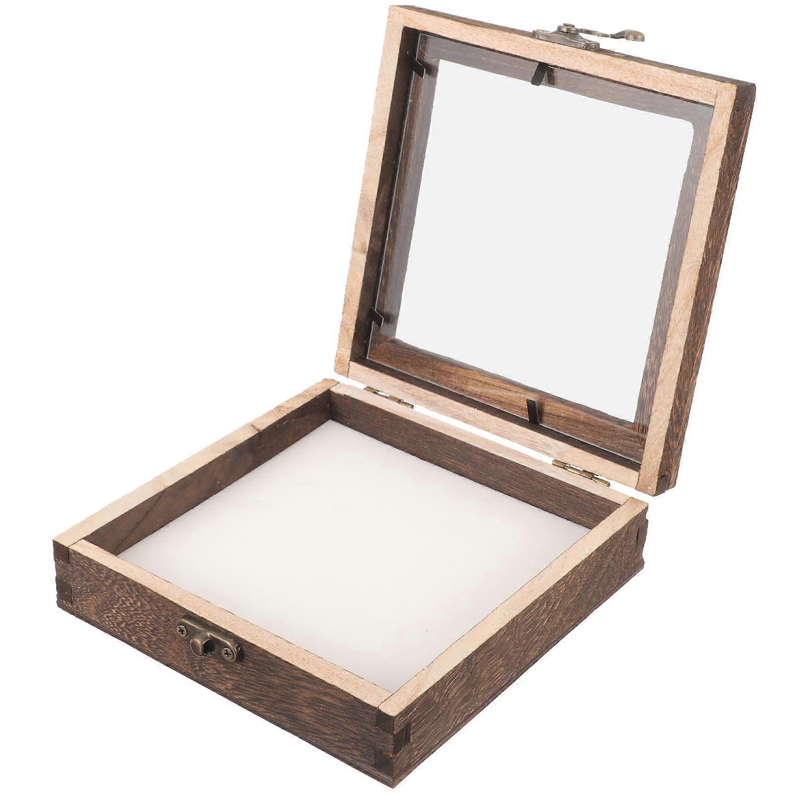 Wood Insect Specimen Display Box with Clear Lid for Home 1 Set
