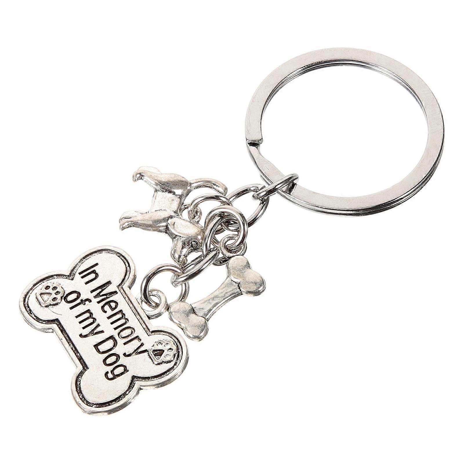 Metal Dog Memorial Keychain, Bone Shaped Decorative Key Ring for Pet Lovers, Durable and Wear Resistant, Dog Memory Keepsake