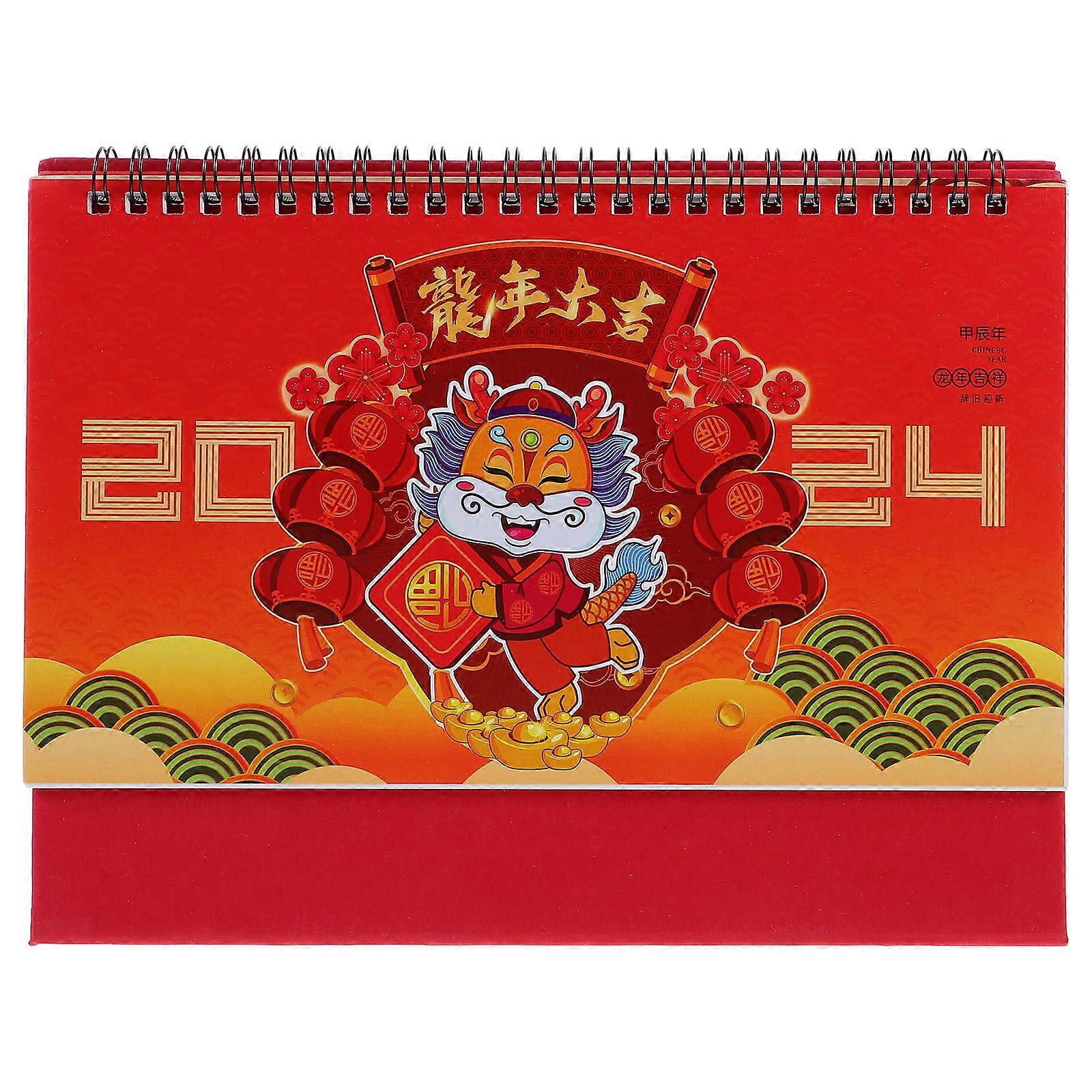 Chinese New Year Desk Calendar 2024 Suitable For Busy People Families Students Multi Rectangular Record Important Dates 1Pack