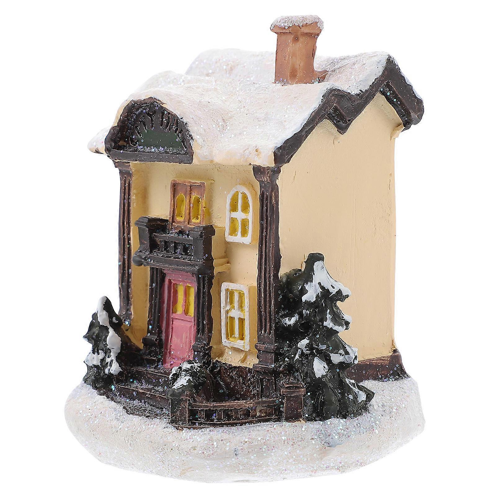 Christmas Resin House Ornament Small Xmas Tree Decoration Festive Home Decor Romantic Retro Style Premium Craftsmanship Gift Party Accessory