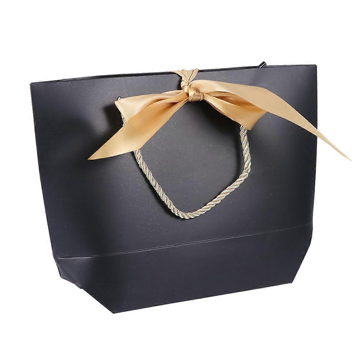 Chic Black Paper Gift Bags for Party Use Perfect for Candies Snacks and Small Items 12 Pcs
