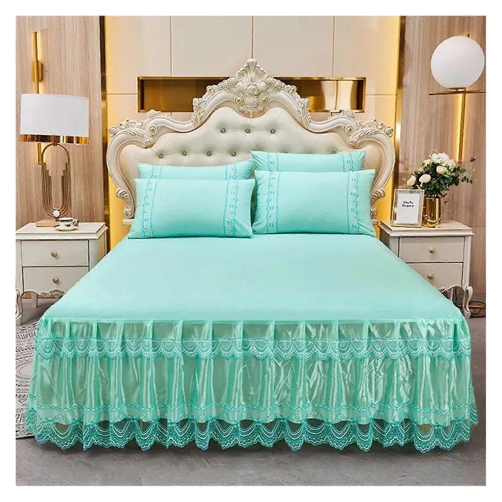 Bettrock 3piece set with soft lace bed skirt, kingsize bed, day blanket, solid color