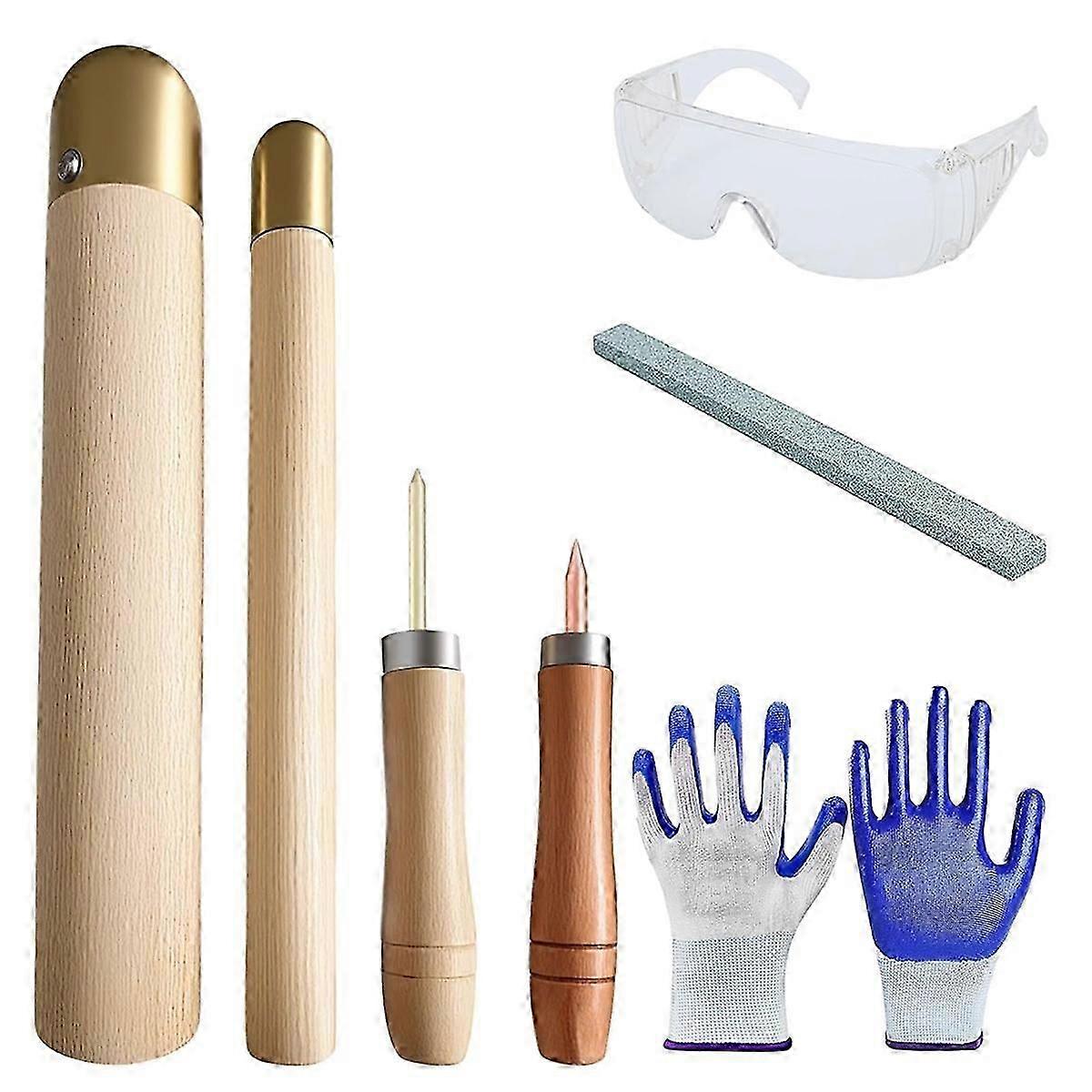 Exquisite Knapping Kit with Copper Hammer - Complete Obsidian Crafting Tools Set for Beginners Outdoor Grinding Tools