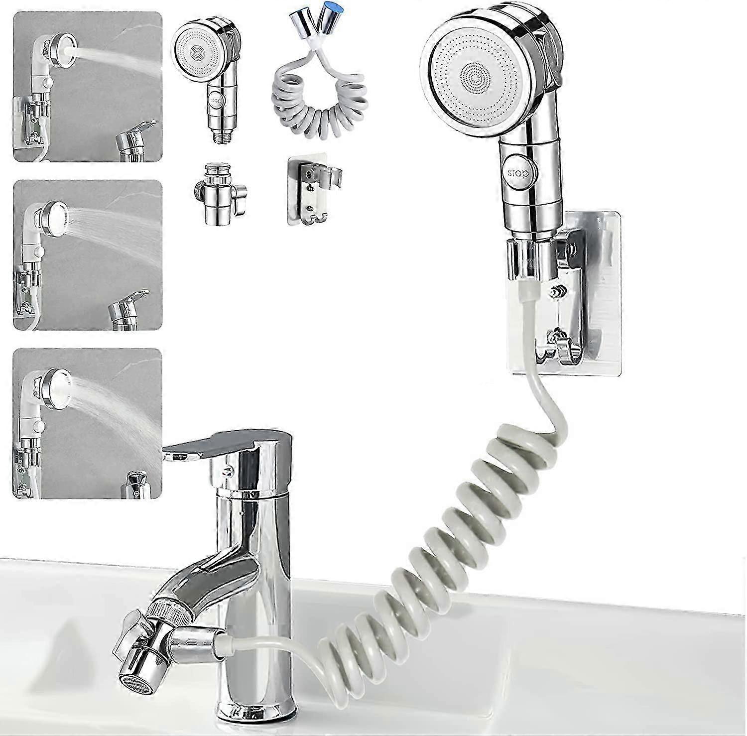 Hand shower for sink with quick connect for faucet attachment