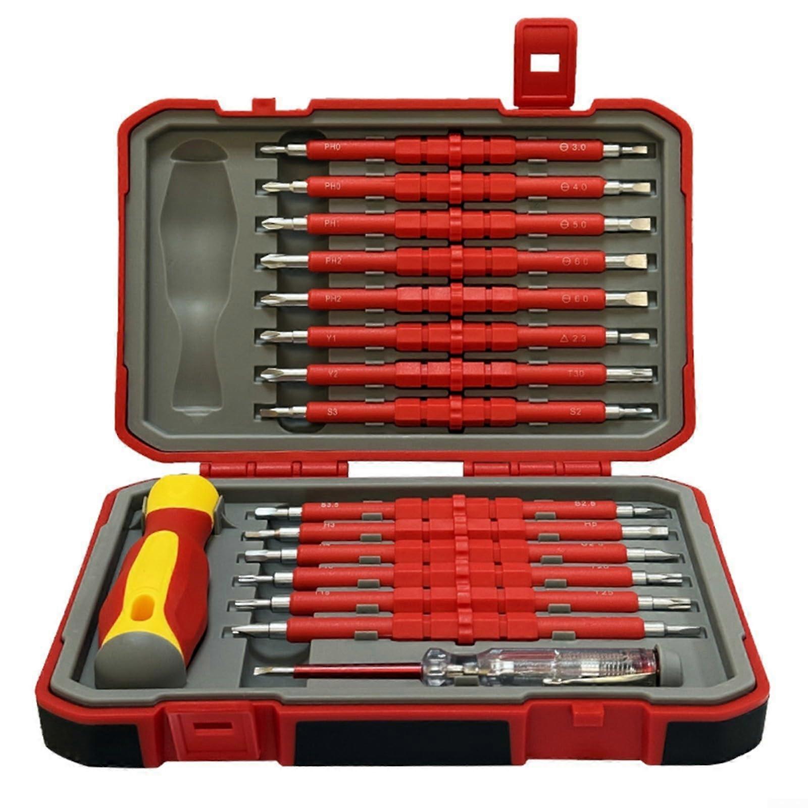 29 in 1 Insulated Screwdriver Set, Magnetic Tips, Chrome Vanadium Steel, Precision Tools for Electricians and Telecom Maintenance