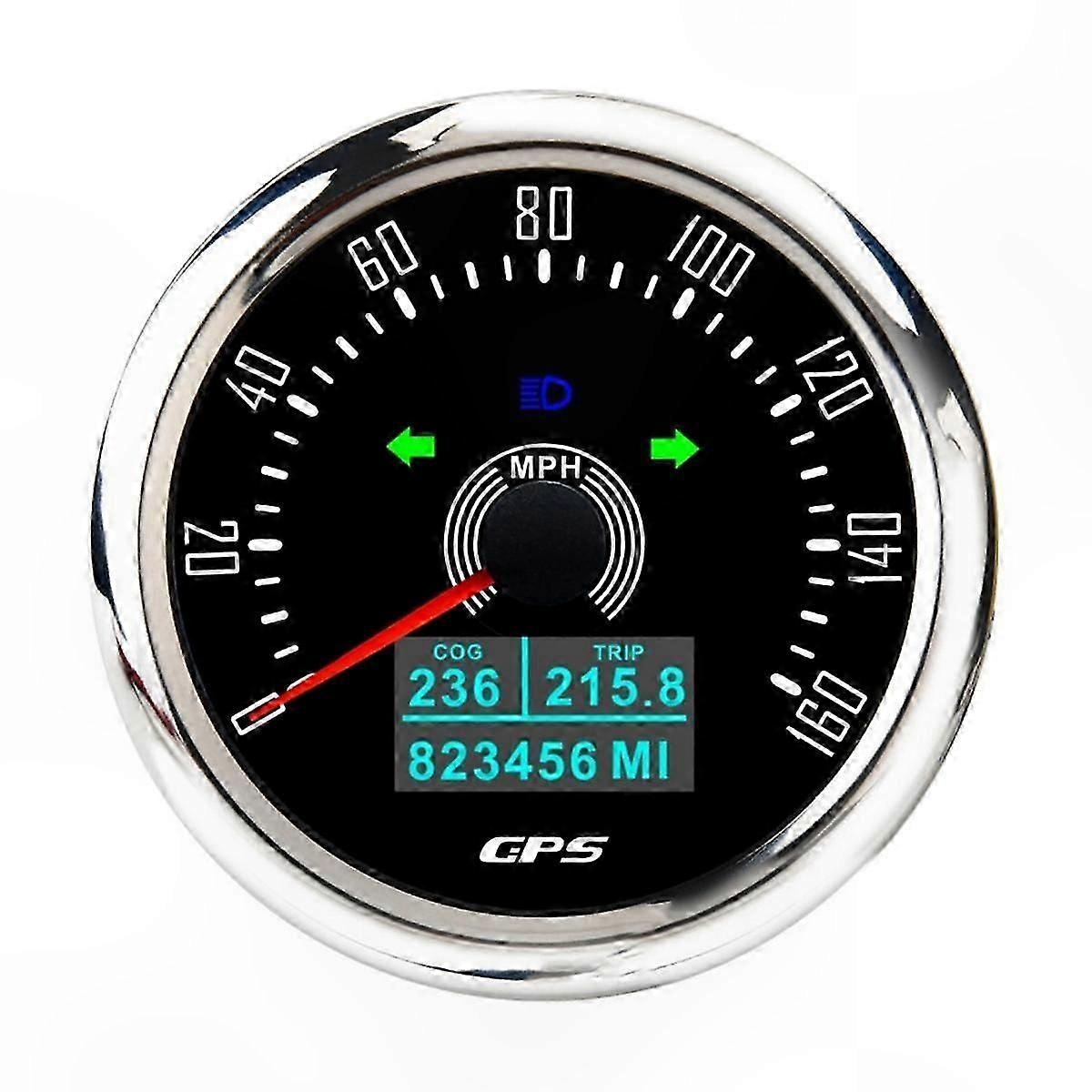 GPS Speedometer with Antenna, 7-Color LED Display, Universal 12V/24V Odometer for Cars, Boats, and Marine Use, 0-160MPH