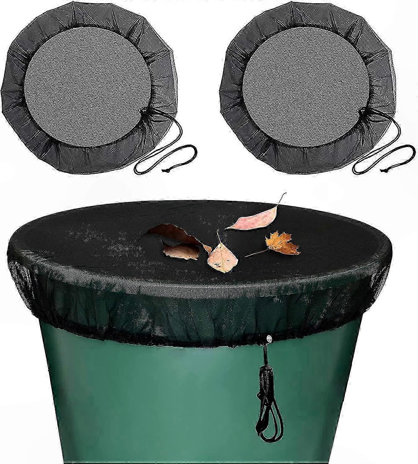 2-Pack Rain Barrel Net with Drawstring, Leaf and Mosquito Protection Net for Outdoor Water Tanks
