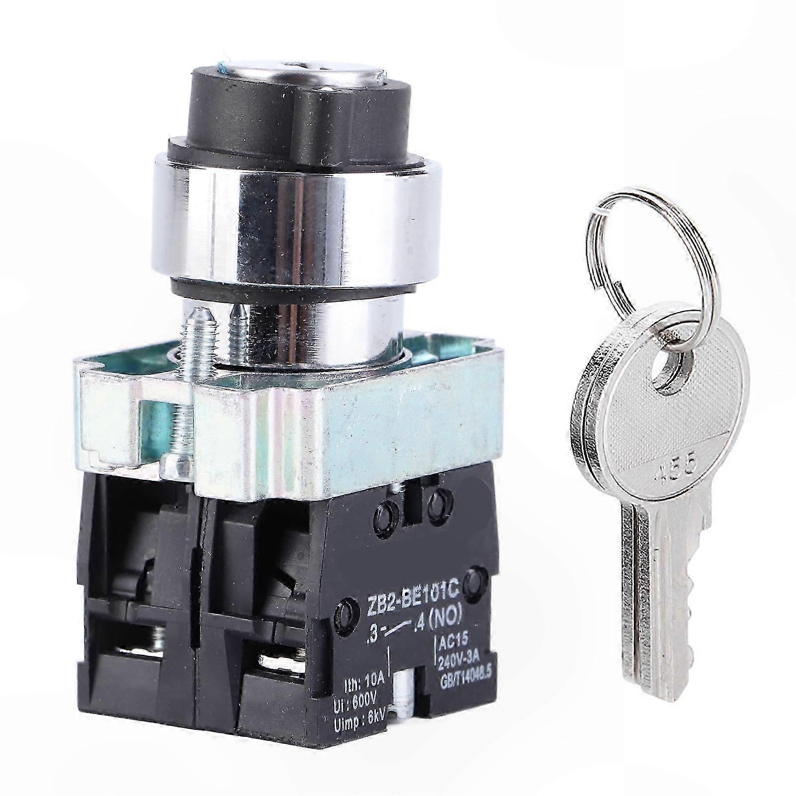 2-Position Key Switch with Self-Reset Power Lock and Rotation Locking Function