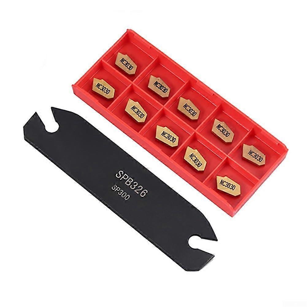 SPB26-3 26MM Parting Off Blade Cutting Tool with 10 GTN-3 SP300 Carbide Inserts for CNC Lathe Metalworking