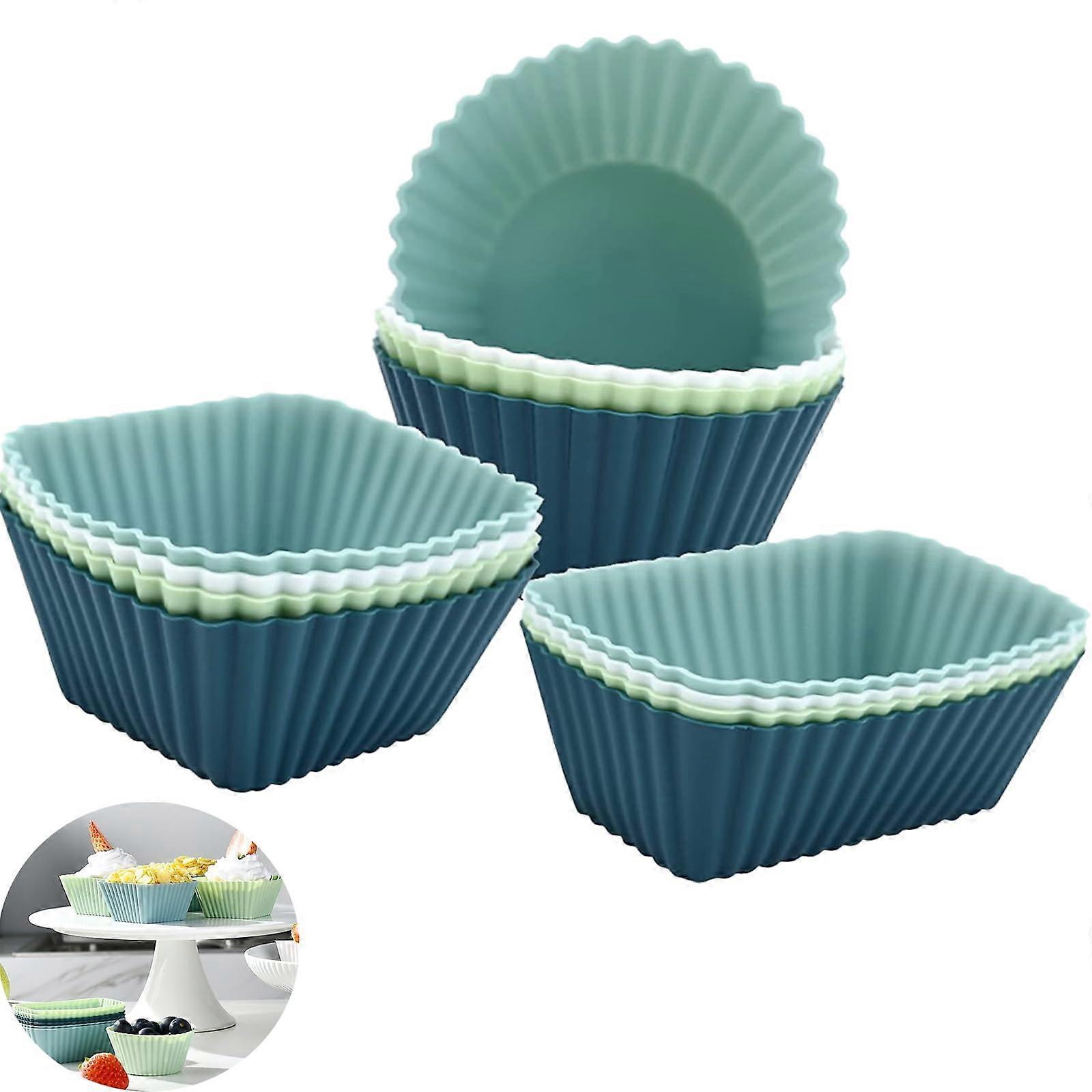 Silicone Cupcake Baking Cups, Liners for Party Halloween Christmas 4 Colors