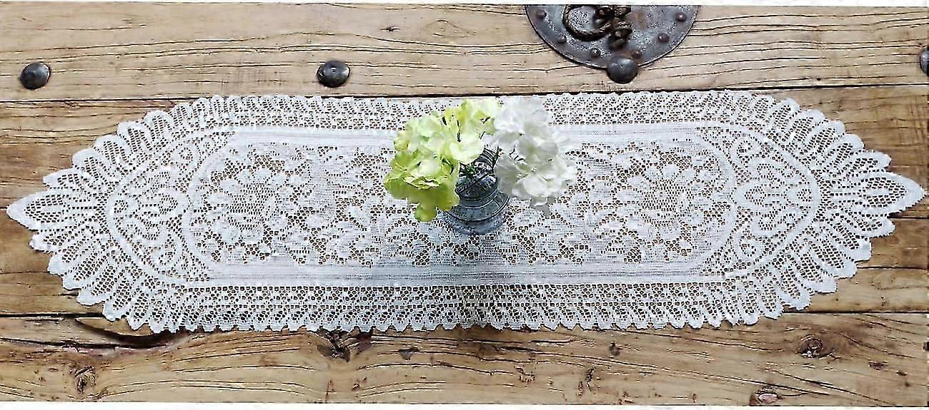 2 Pack de algodão crochê renda retangular mesa corredor cômoda cachecol doilies (