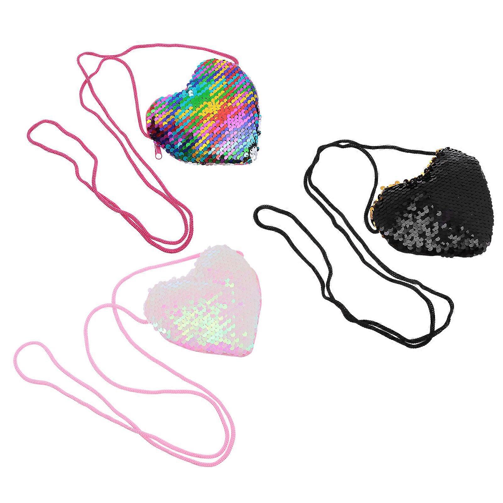 3pcs Sequin Handbags with Strap – Lightweight, Shiny Coin Purses for Everyday Use & Travel – Creative & Unique Design