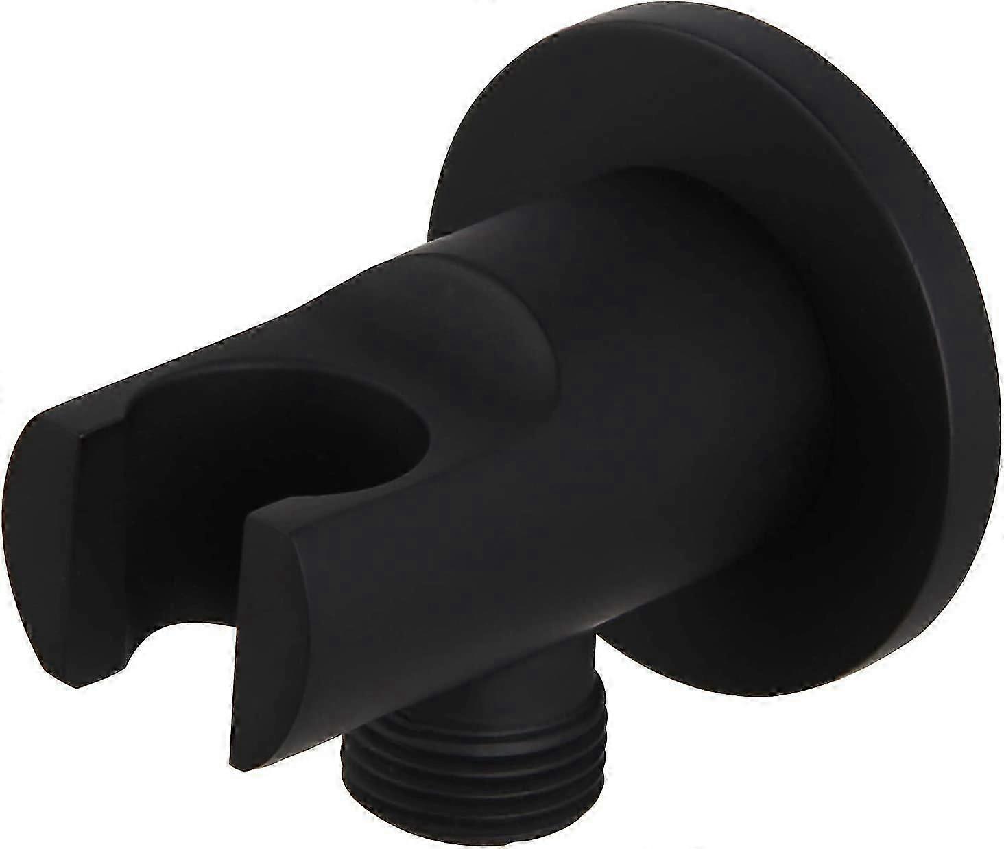 Solid brass wall bracket for hand shower with angled water supply socket, matte black finish