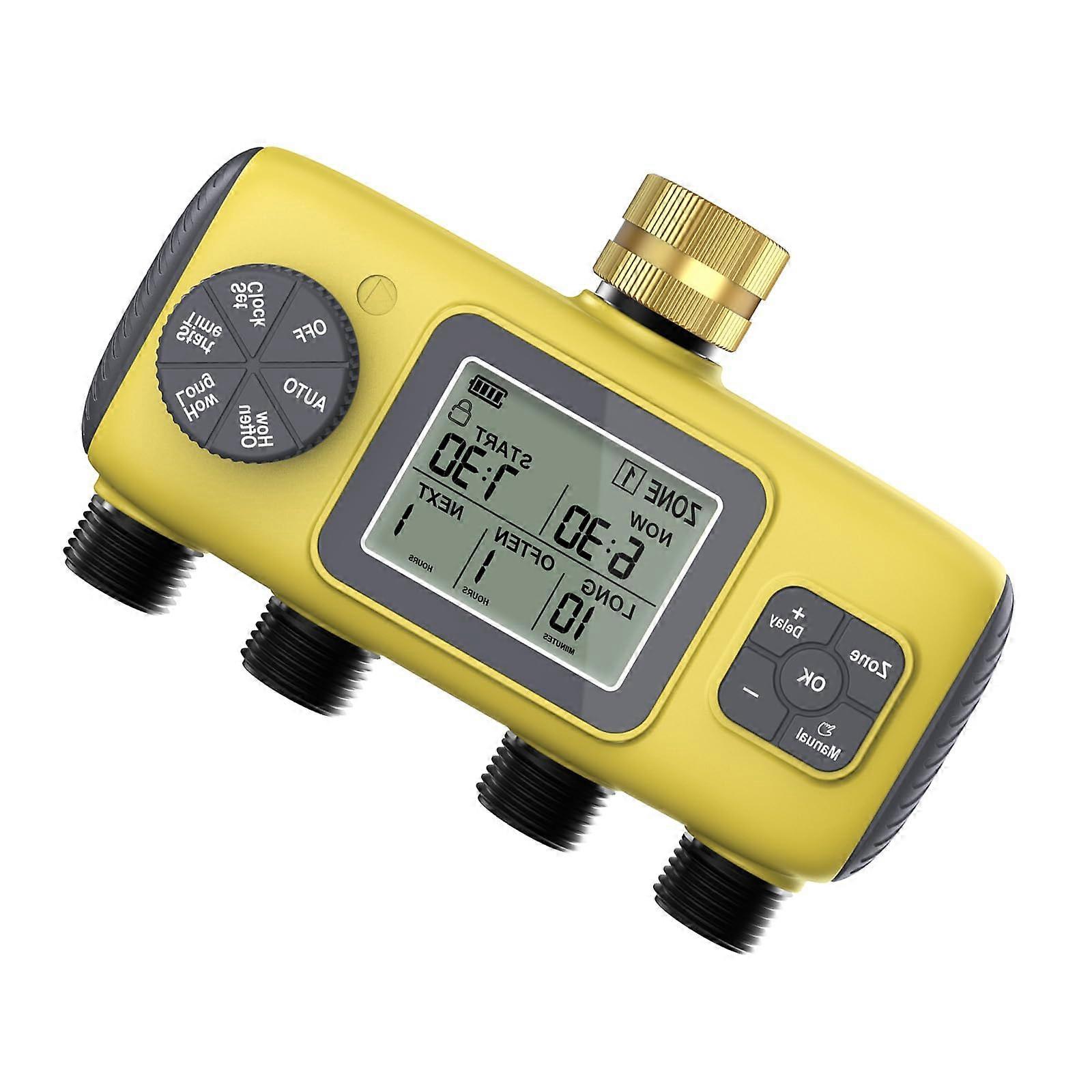 Irrigation Timer 4Channel, Programmable Scheduling Up To 30 Days, Rain Delay, Outdoor Garden Watering System