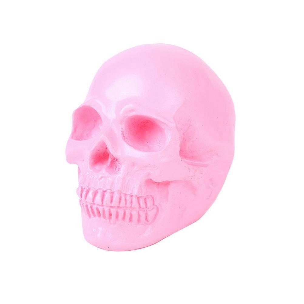 Gift Human Skull Shape Skull Figurine Pink Resin Material 1Set