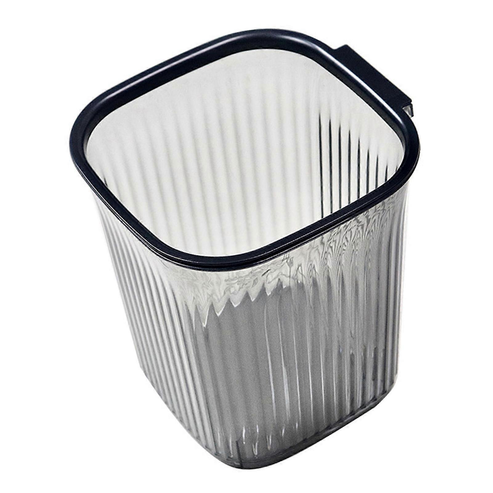 Transparent Black Strip Square Trash Can 17.6-23oz Plastic Bin