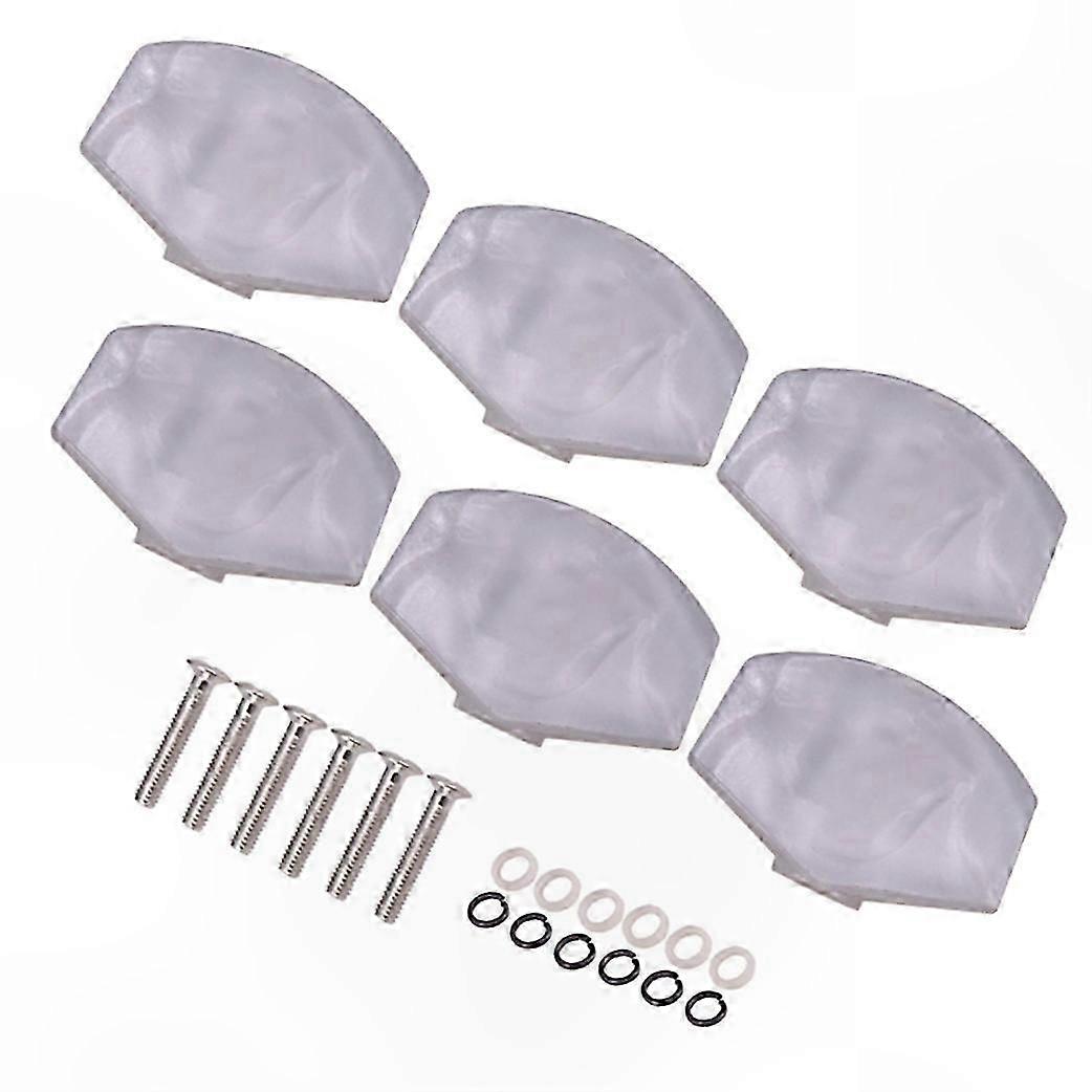 6 Pieces White Pearl Guitar Tuning Peg Buttons Square Handle Caps for Stringed Instruments