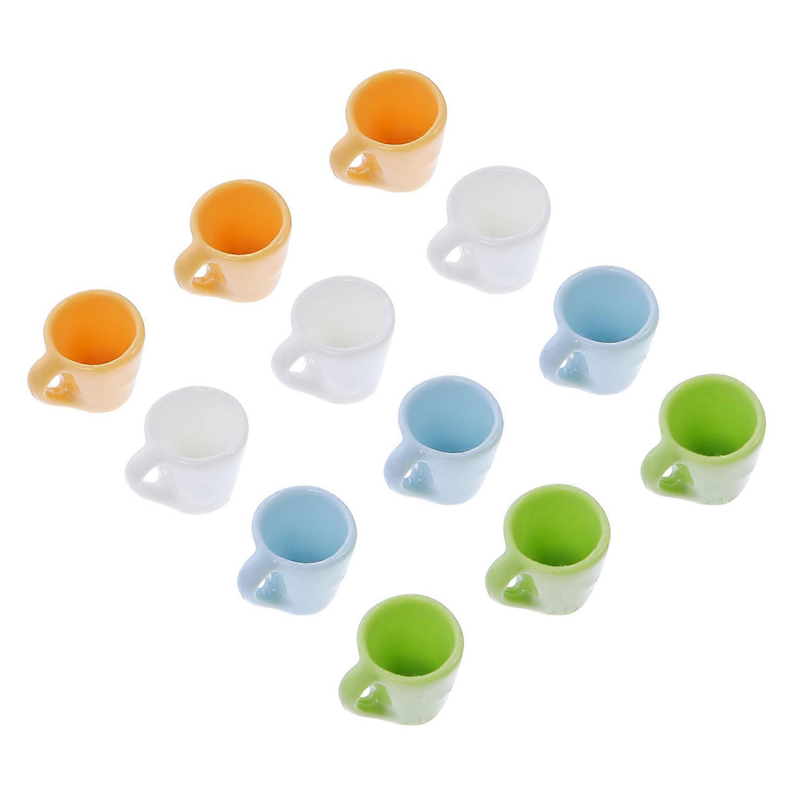12Pcs Mini Tea Cup Ornaments for Dollhouse Decorative Accessories