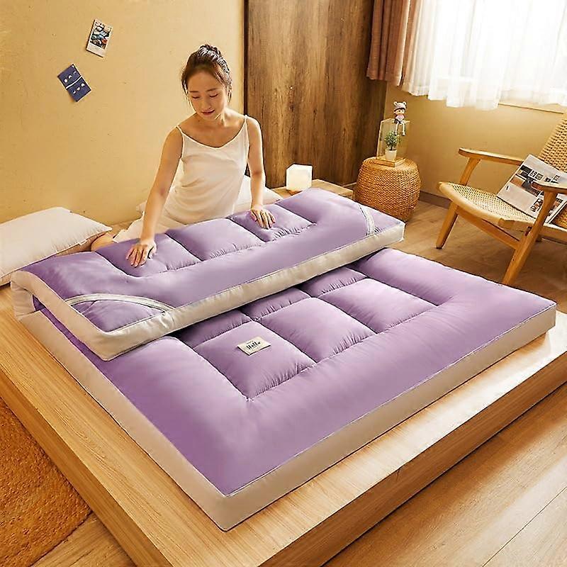 Japanese Floor Thick Futon Mattress Breathable Foldable Bed For Camping Purple 120x200 CM Soft For Single Or Double