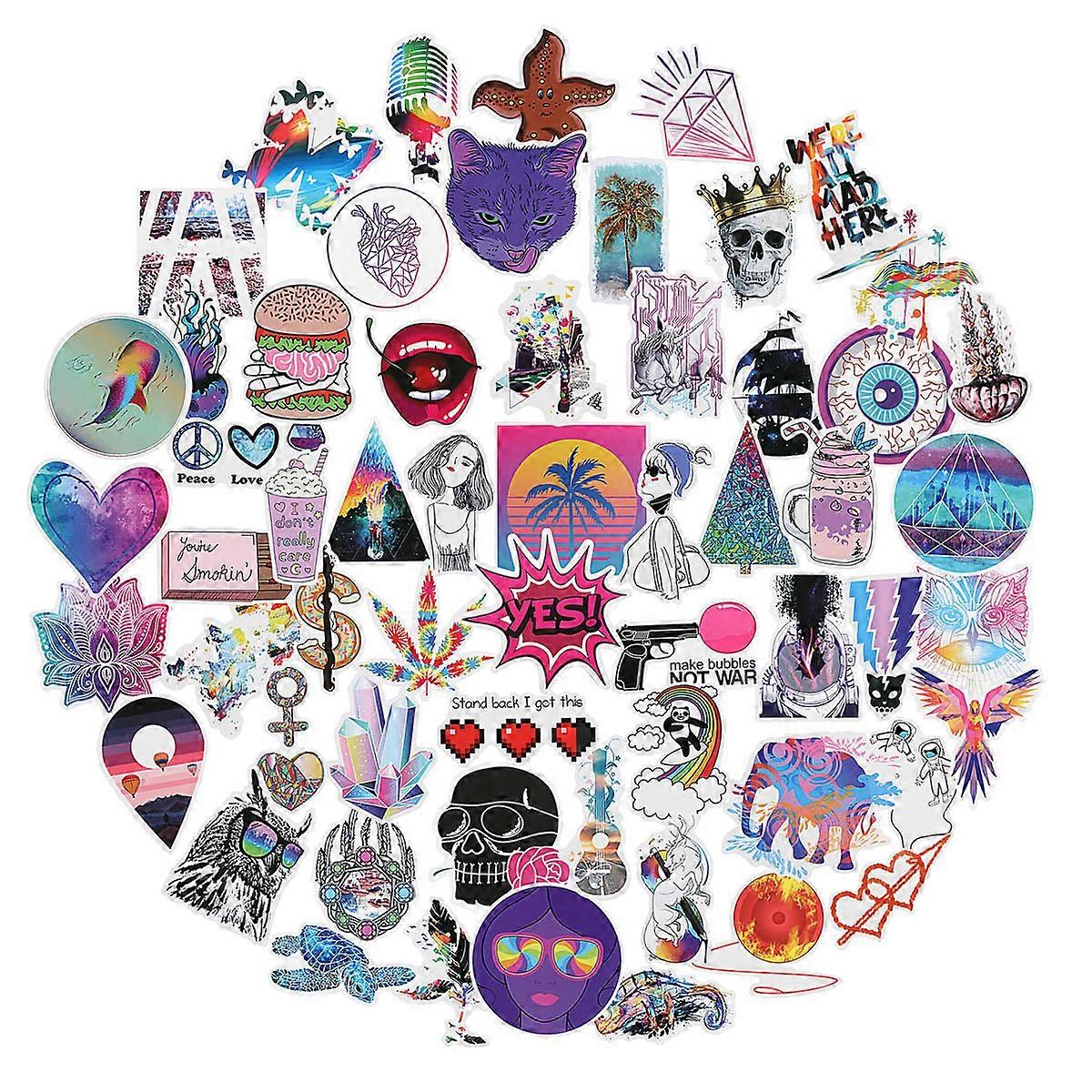 Waterproof Skateboard Sticker Bundle for Decoration Use with 61Pcs