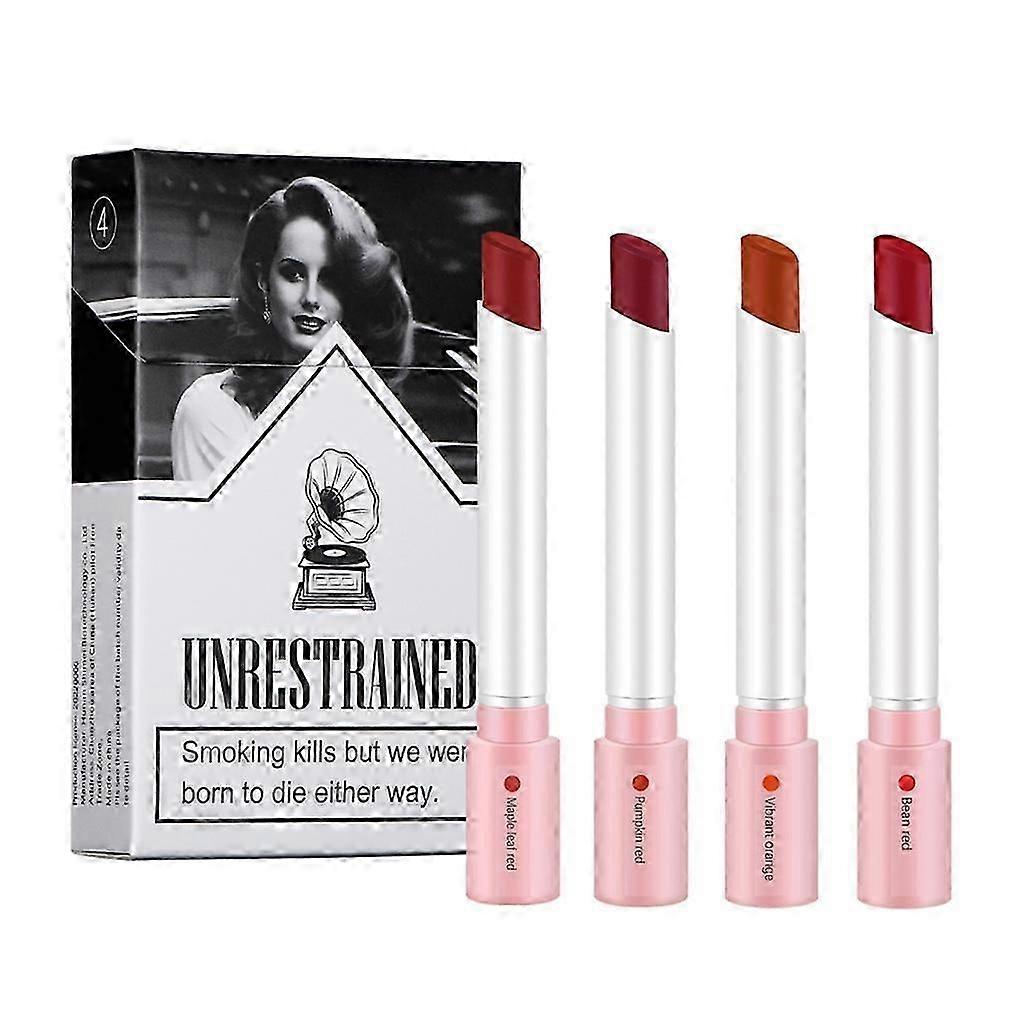 Røyk Matt sigarett leppestift lipgloss sigarett leppestift sett 4 farger matt langvarig vanntett matt leppestift