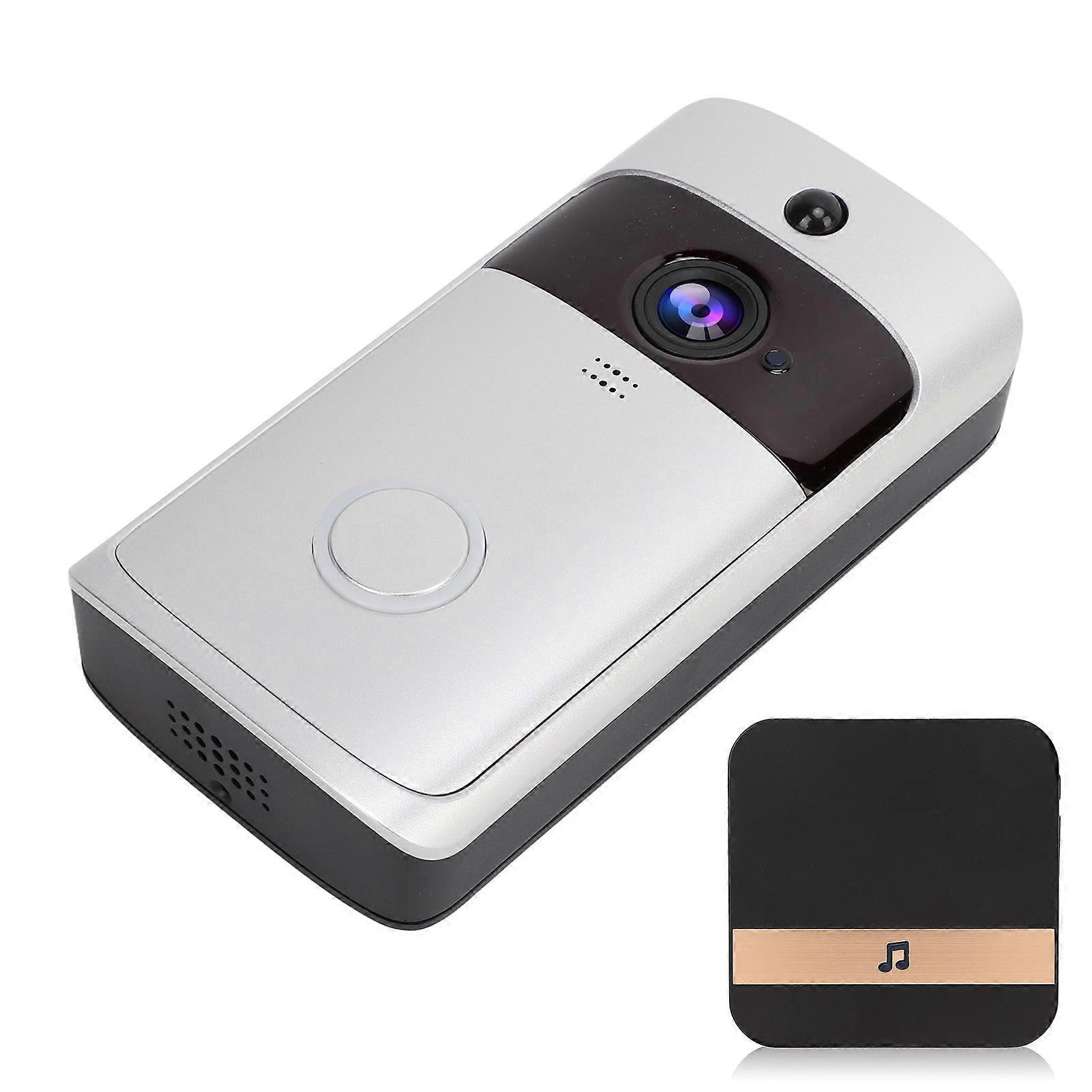 Intelligent Cordless WIFI Video Doorbell Silver 166° View 32GB Support