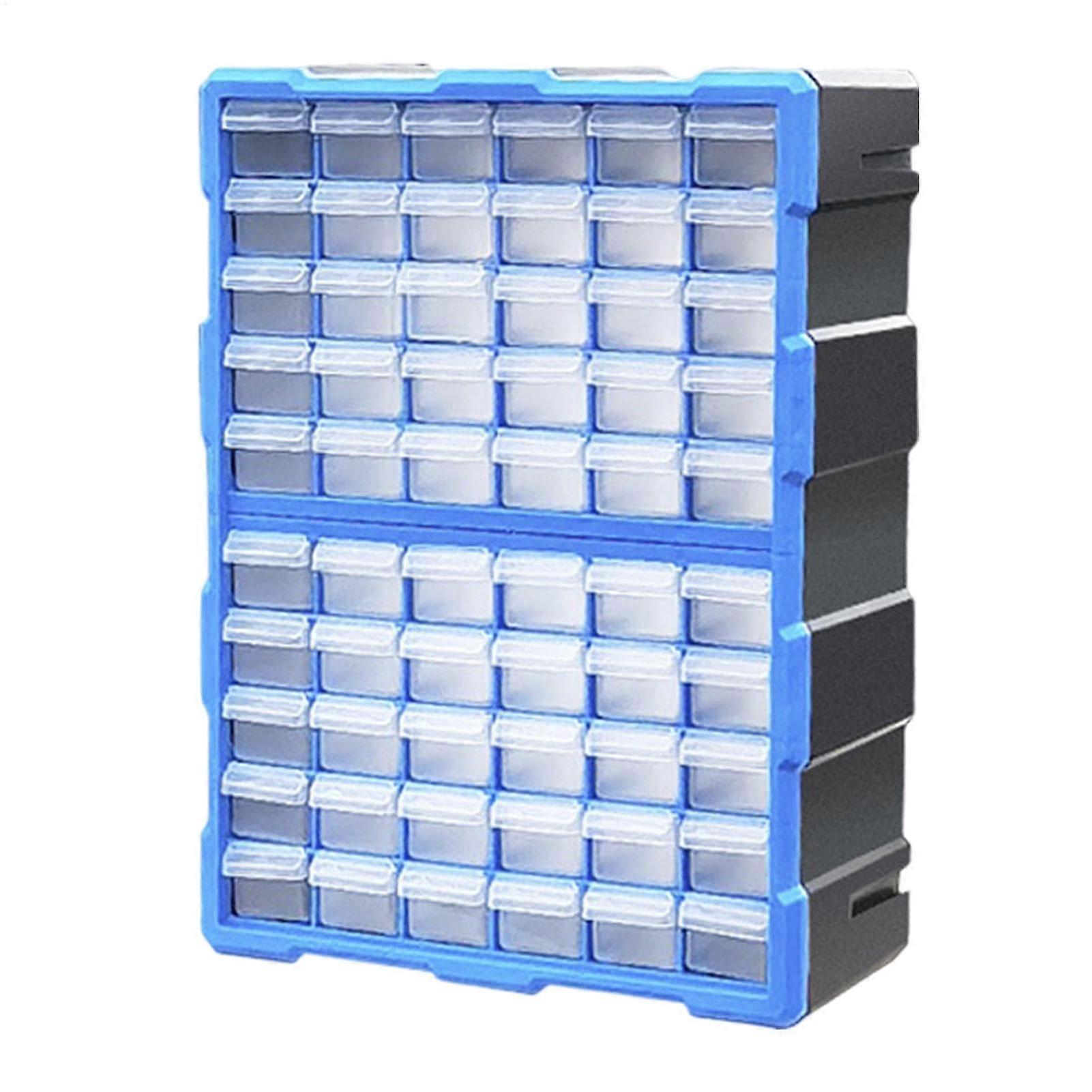 Modular Drawer Organizer - Plastic, Stackable, Blue, Multi-Compartment Parts Storage, Workshop Tool Organizer