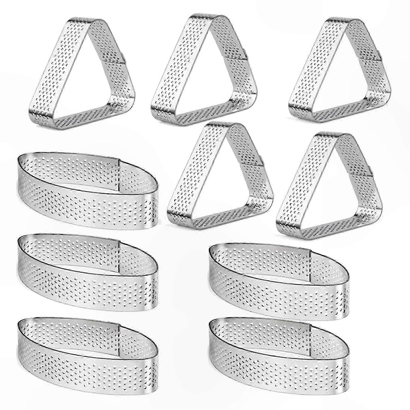 Stainless Steel Boat-Shaped and Triangular Tart Ring for Baking Tower Cakes with Perforated Design