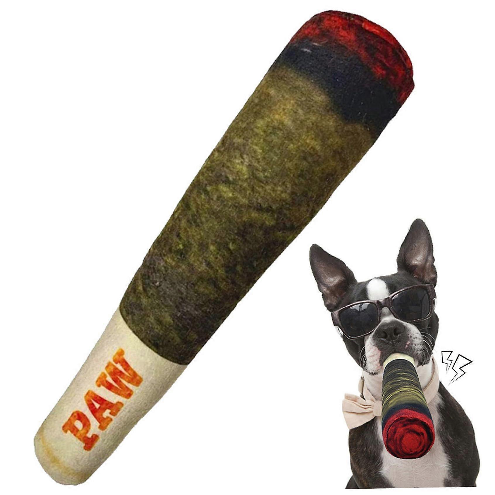Dog Toys Plush Cigar Chew Toy With Sound Whistle Aggressive Chewers Interactive Wear Resistant Teeth Cleaning Training