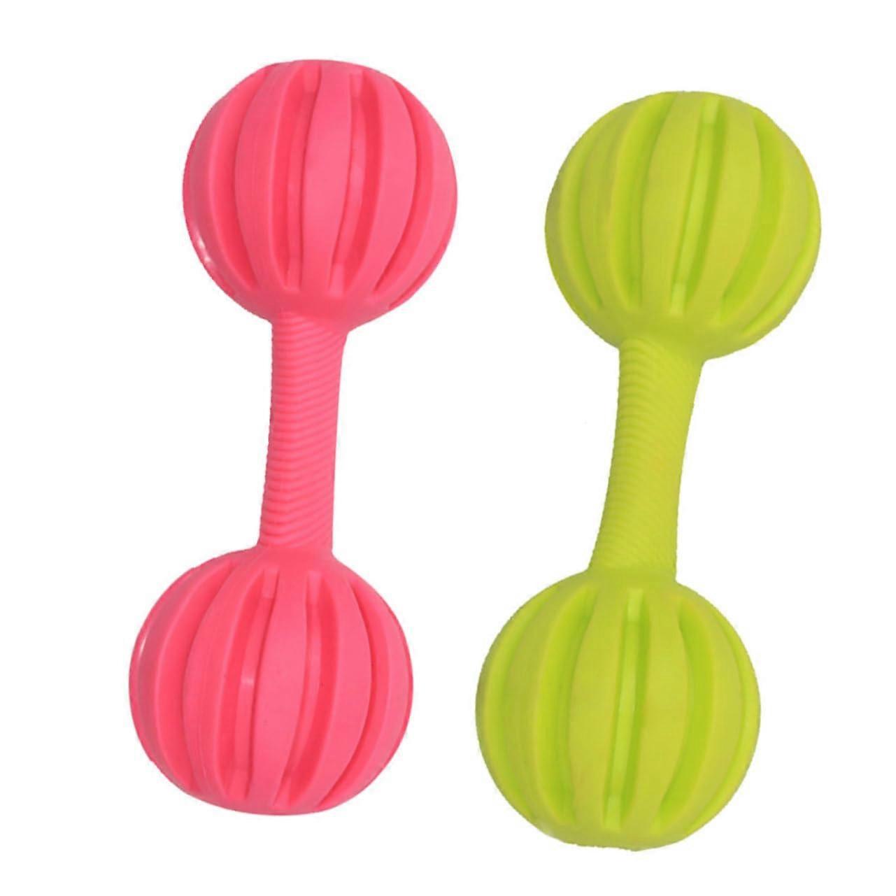 Wearable Rubber Shaking Bells for Dogs Rubber Chew Toys Safe Material Barbell Shaped Teething Interactive Training Toys