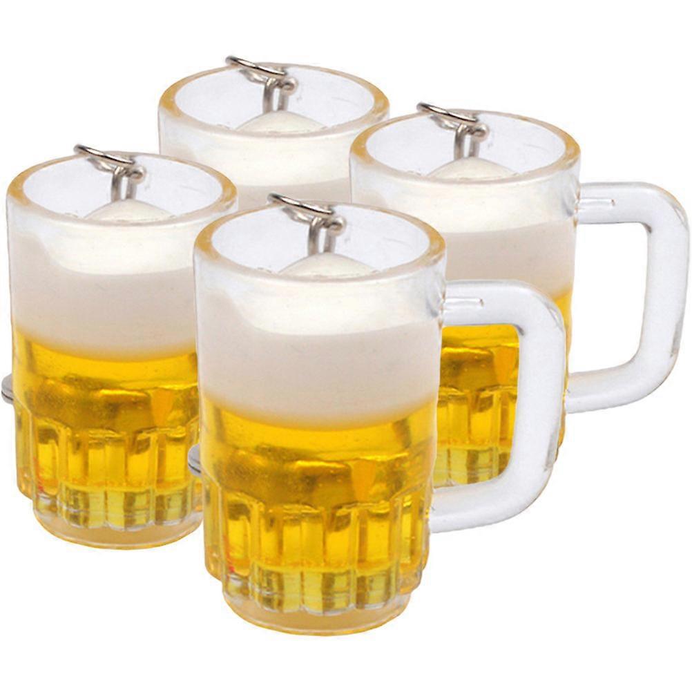 Decorative Beer Cup Key Ring for Decor 4Pcs Miniature Beer Cup Keychain