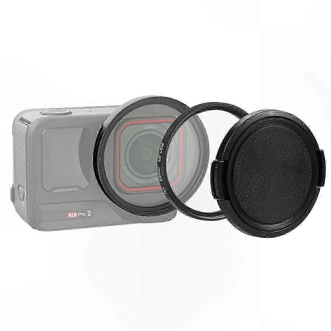 UV Lens Filter Adapter Ring with Lens Cover for 360 Camera, 52mm, Black