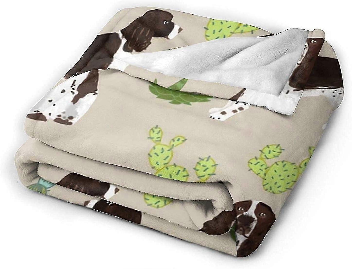 Micro Fleece Springer Spaniel Cactus Throw Blanket