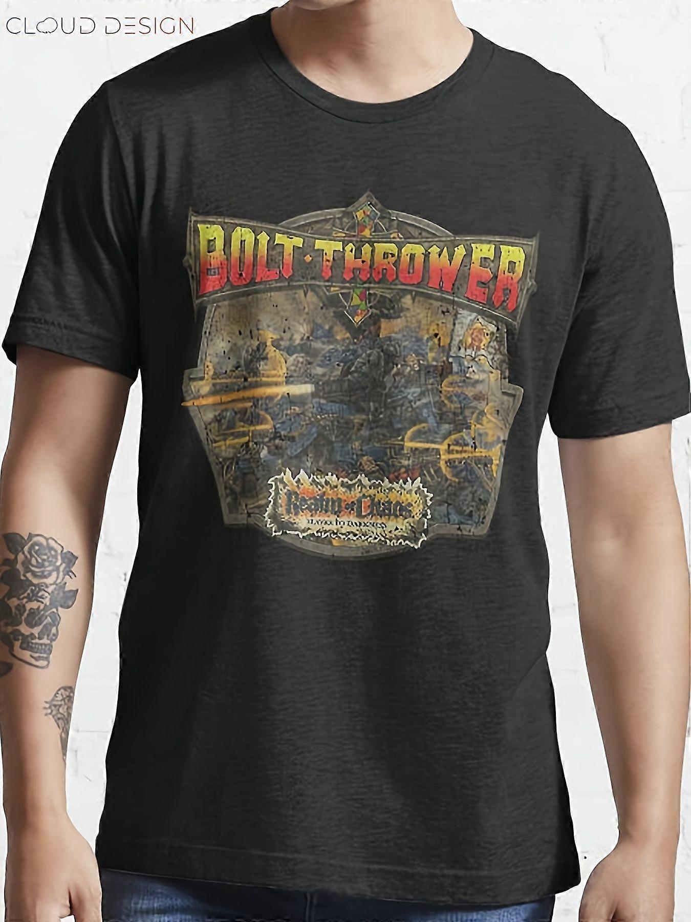 ממלכת הכאוס 1989 חולצת טריקו 100% כותנה צווארון עגול - הדפס גרפי שחור עם עיצוב נועז "זורק בריח" ו"מלחמה נצחית", Regu-ZADGJ205