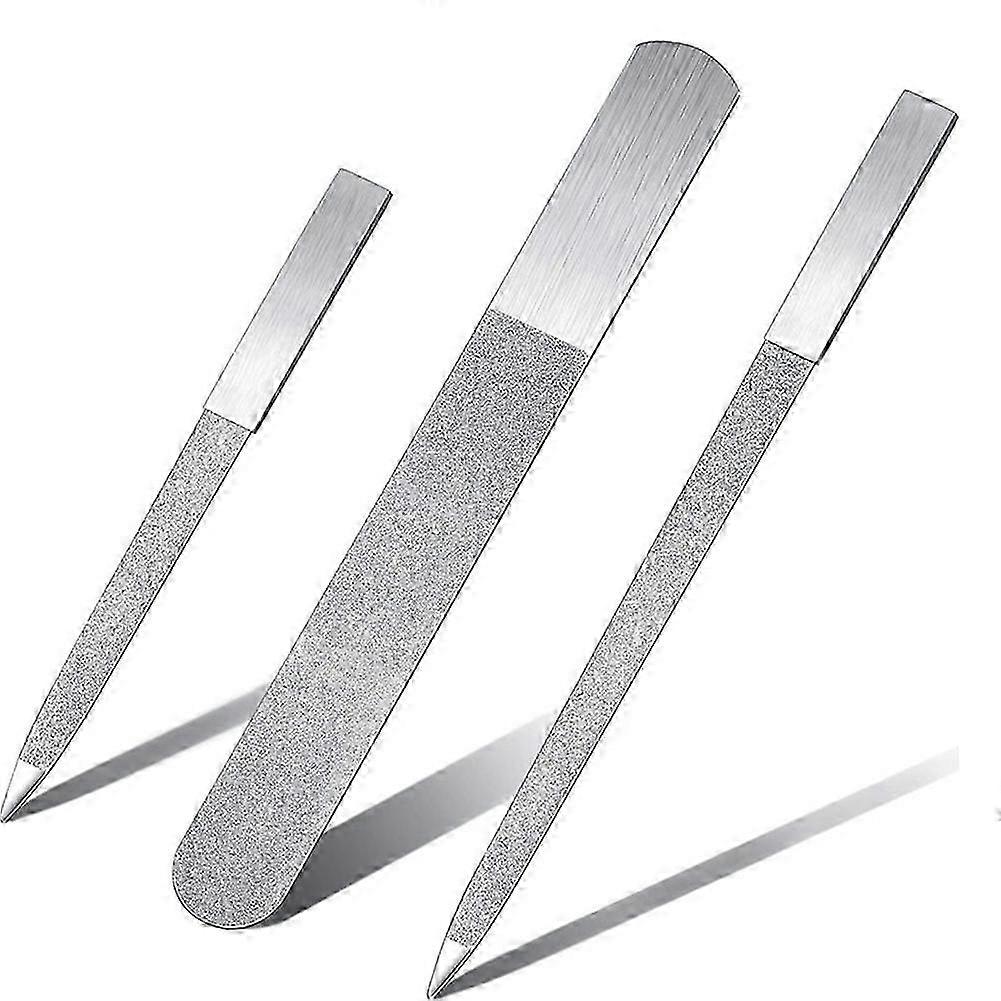 3-Piece Nail File Set Stainless Steel Double-Sided Nail File Buffer File Nail File Suitable for , F