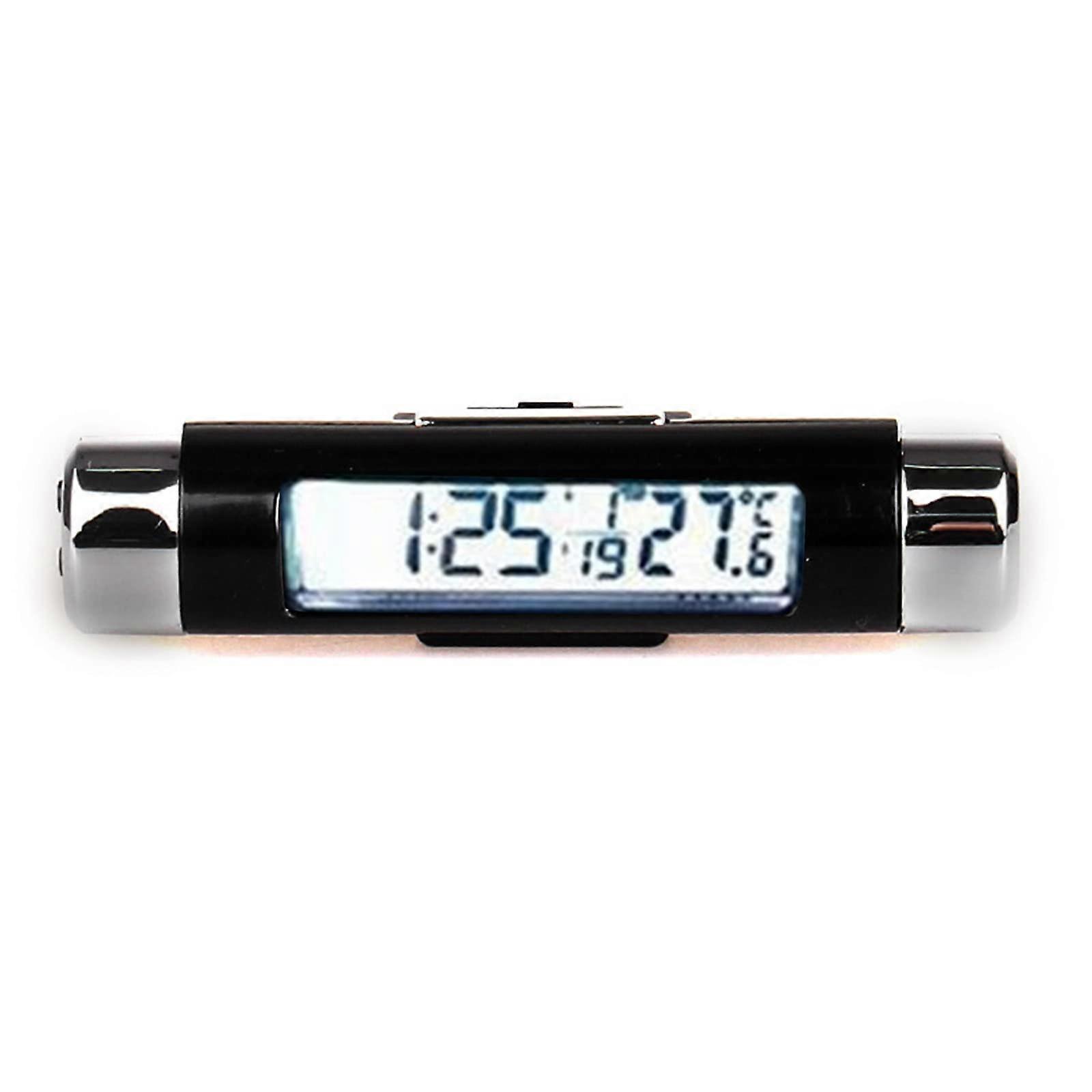 LCD Display Digital Car Clock Temperature Meter Gauges With Backlights, 12V Vehicle Dashboard Monitor
