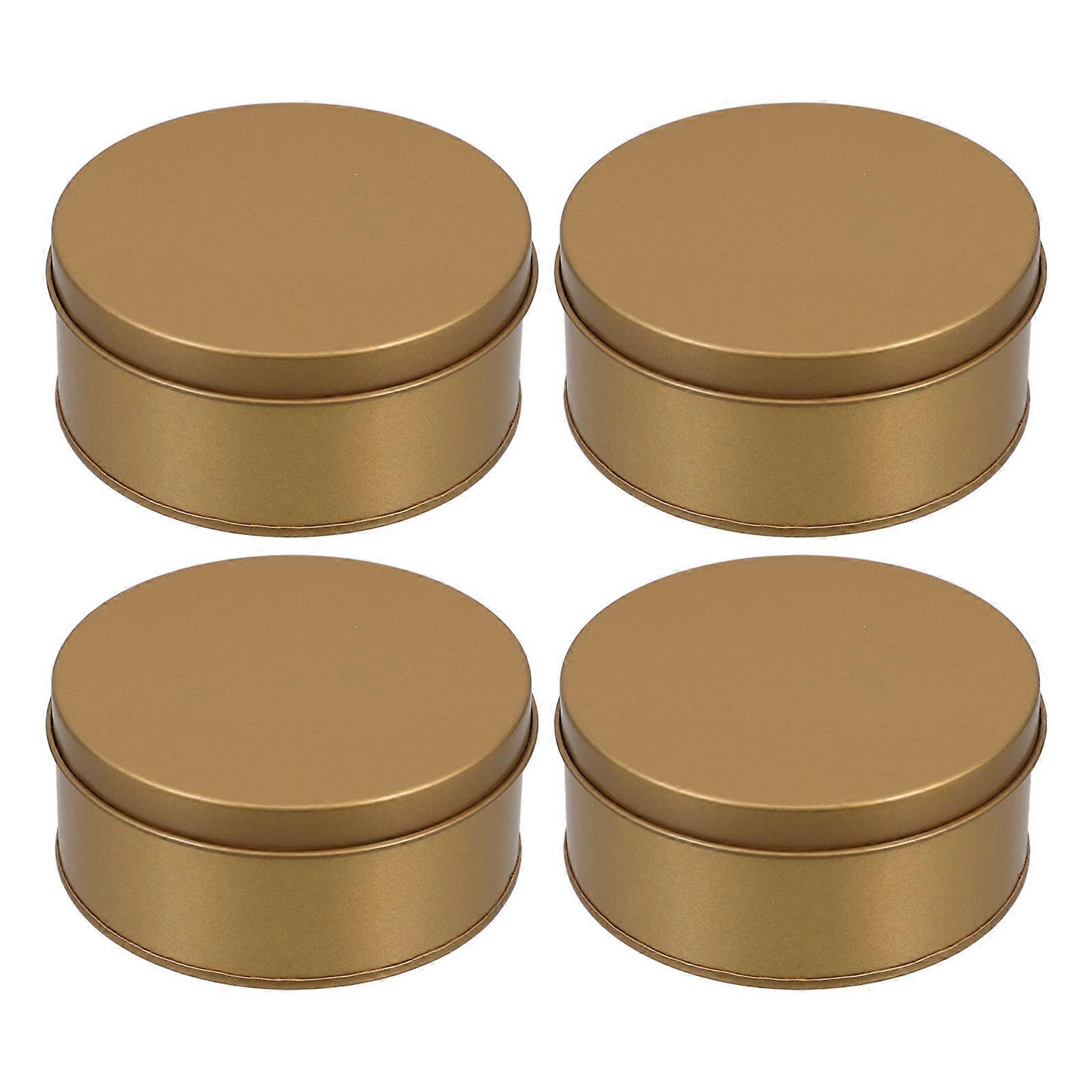 Cookie Tin Large Round Tin Box for Office Storage 12Pcs Golden Metal Container