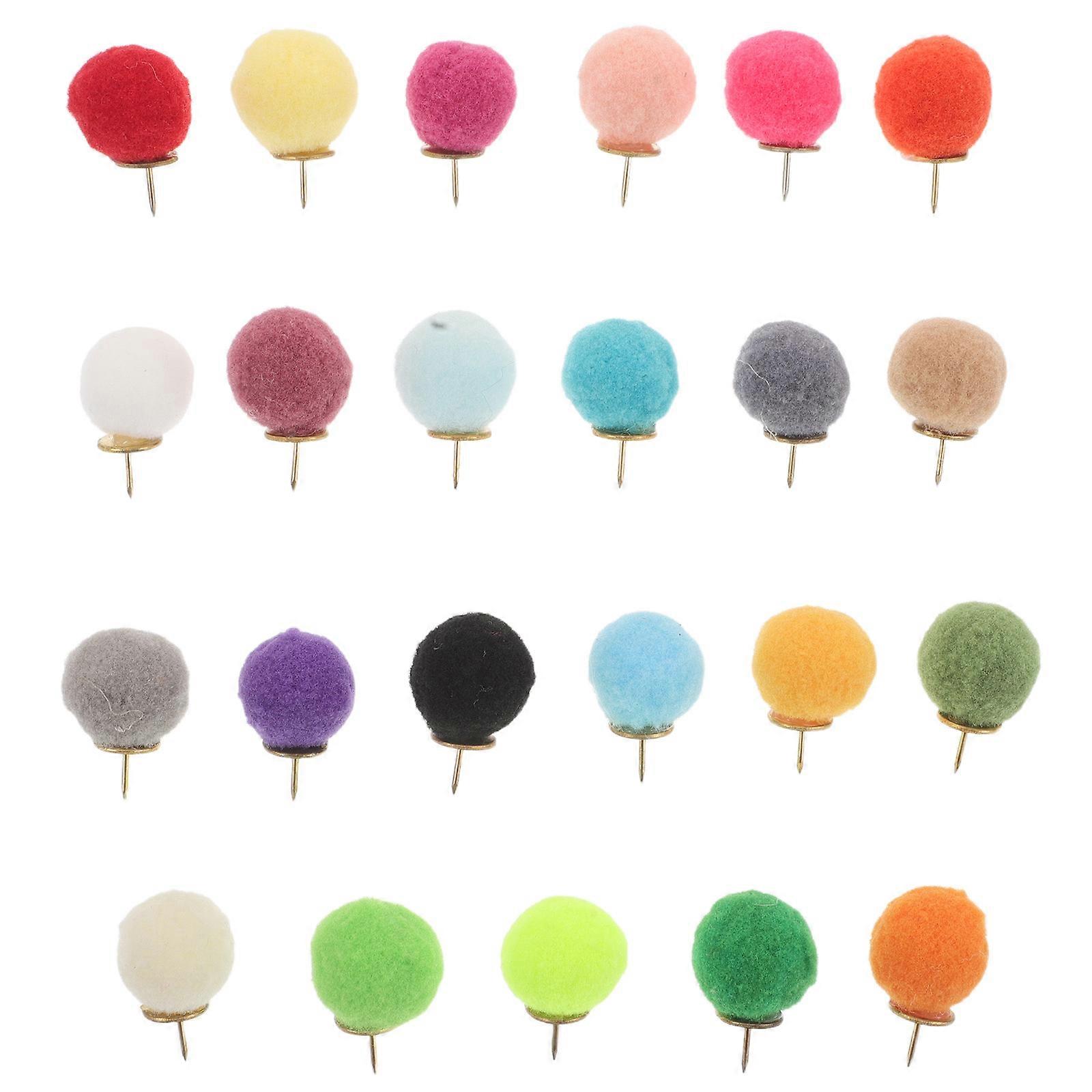 Memo Notes Holder Pins Pom Pom Metal Material Round Use 100Set
