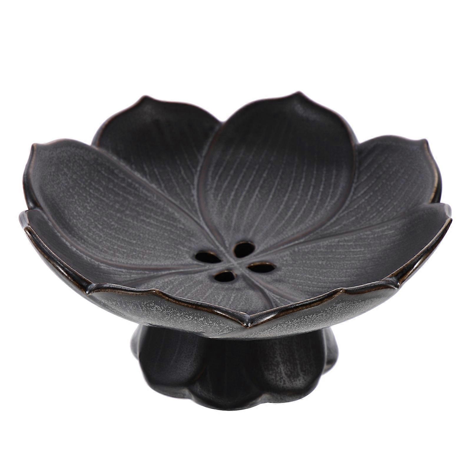 Black Ceramic Fruit Bowl Footed Plate for Kitchen Use 3Pcs Set