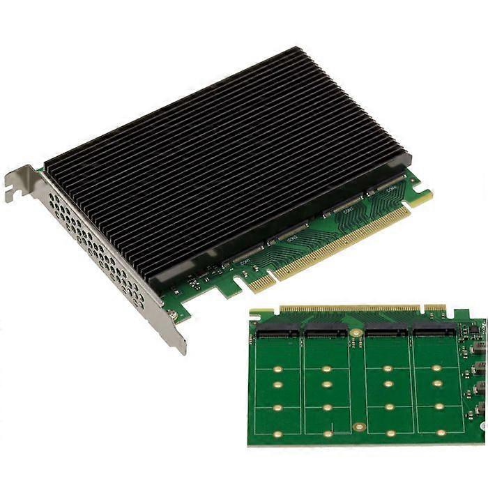 KALEA-INFORMATIQUE PCIe Gen 5.0 x16 Card for 4 NVMe M.2 SSDs M Key with PI6CB33402 Chipset