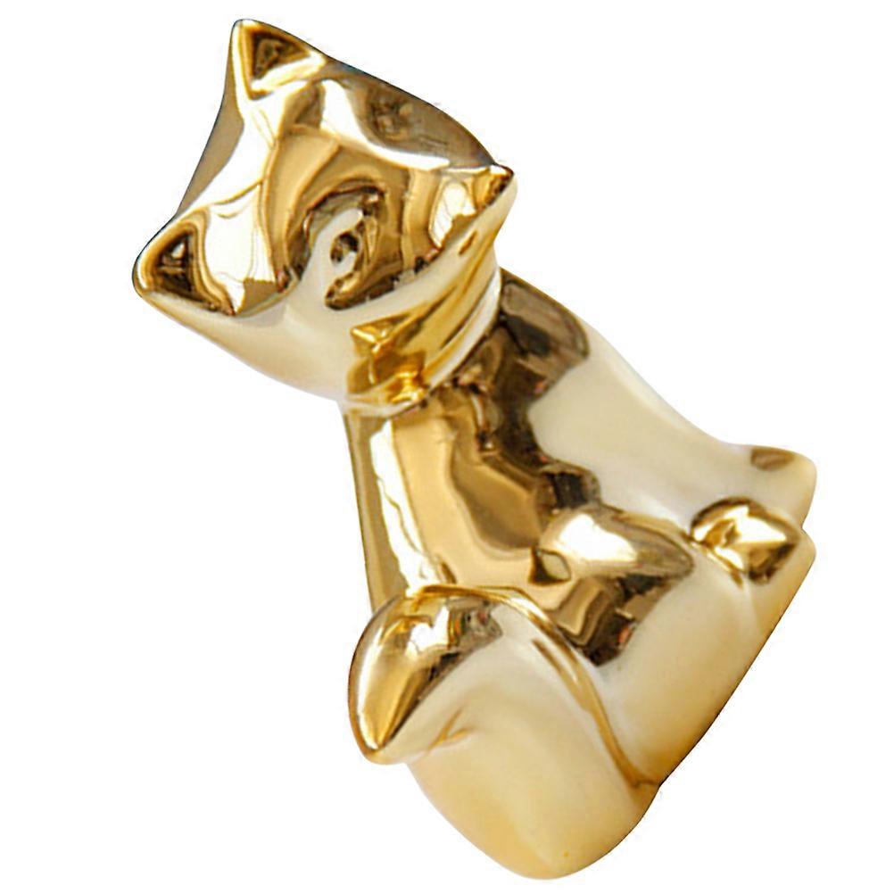 Golden Ceramic Fox Ornament for Decoration 4Pcs Desktop Mini Statues