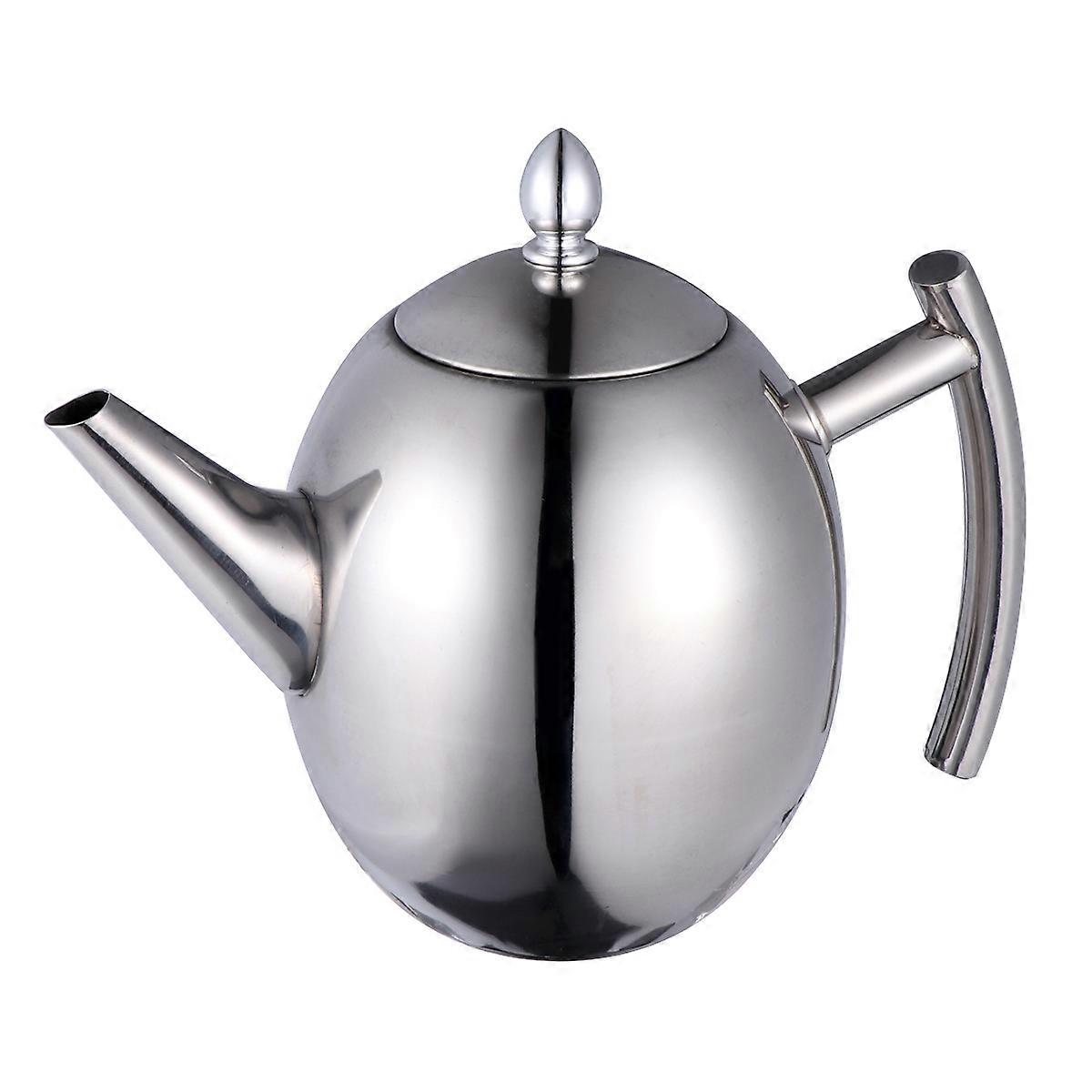 Silver Stainless Steel Tea Pot for Kitchen Use 2Pcs with Filter
