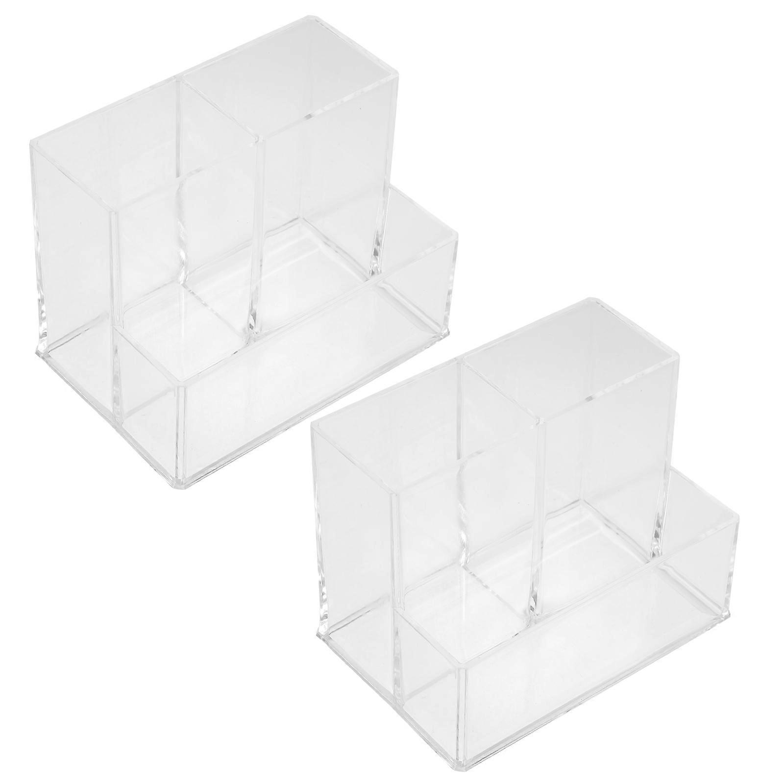 10Pcs Acrylic Desk Organizer for Storage Transparent Multi-Grid Pen Holder