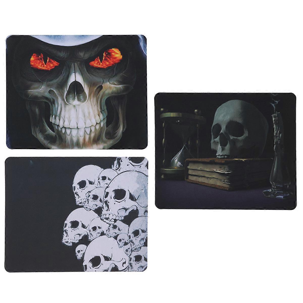 Thickened Non-slip Halloween Mouse Pads With Unique Skull Pattern Ideal For Office Workers Available In 2 Sets Black Color