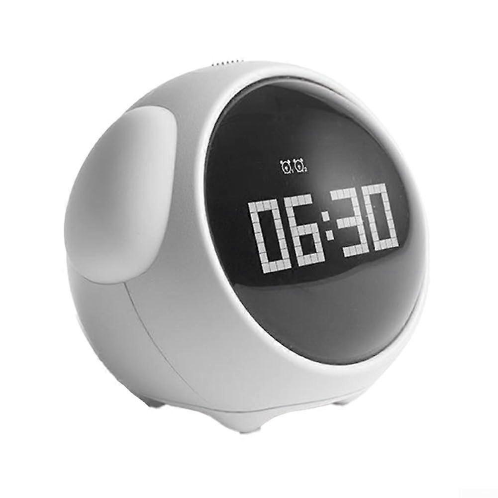 Alarm Clocks With Voice Control Wake Up Light Rechargeable Cartoon Pixel Clock White Bedroom Clock
