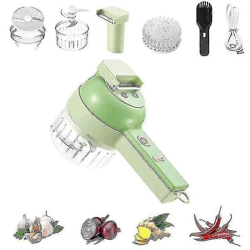 4 In 1 Handheld Electric Vegetable Cutter Set Multifunctional Durable Chili Vegetable Crusher Ginge