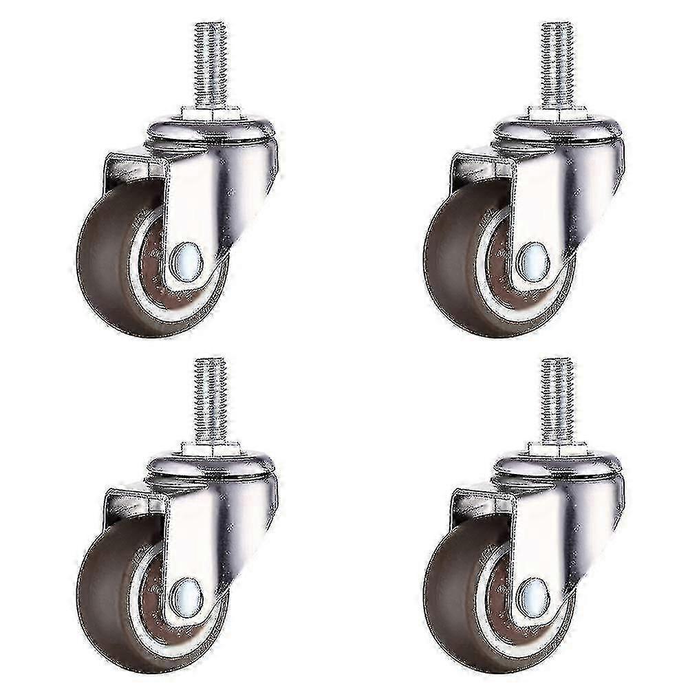M8 Threaded Stem Caster Set for Furniture Hand Trolley - 2 Pcs Swivel Caster with Brake & 2 Pcs Swivel Caster without Brake