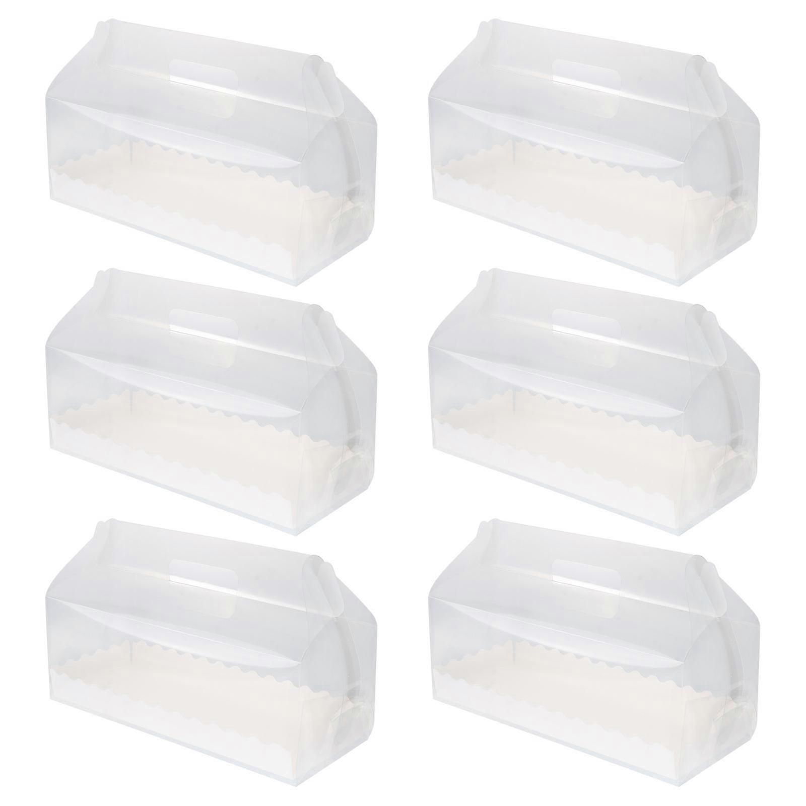 Cake Roll Box Transparent Roll Cake Box Container for Storage Use 6Pcs